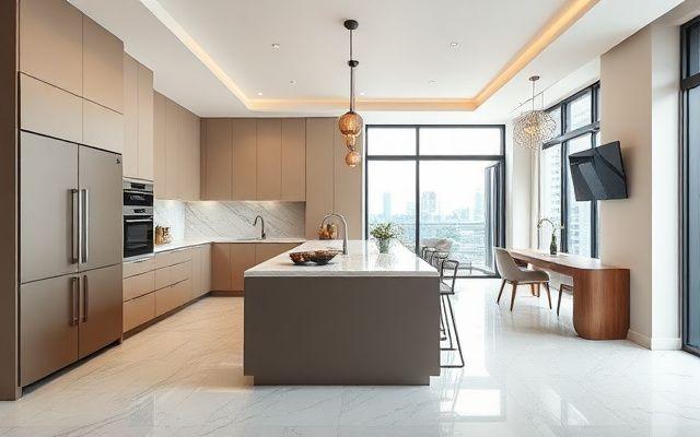 Renovated open-plan kitchen with island