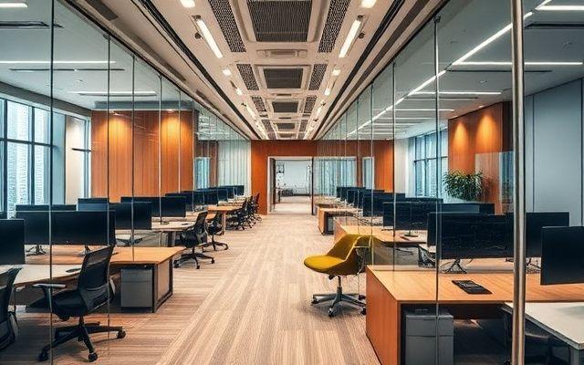 Commercial office fit-out with glass partitions