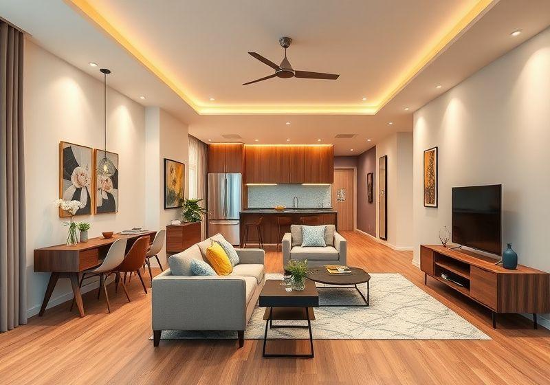 Renovated bright open-plan living and dining area