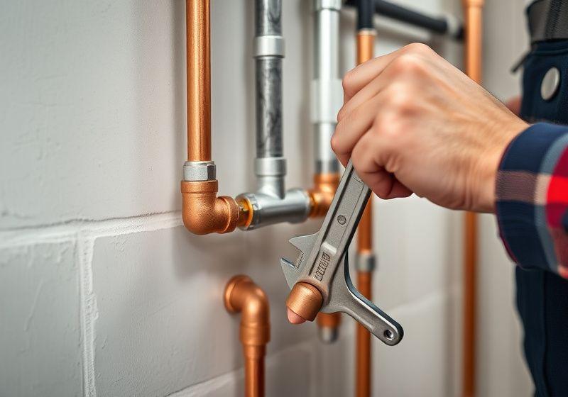 New copper and PVC plumbing pipework installation