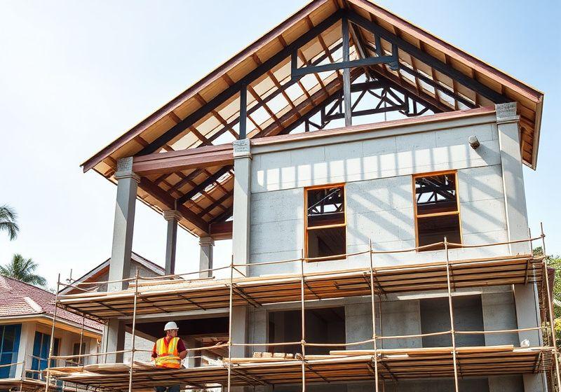Structural rebuild works with steel framing